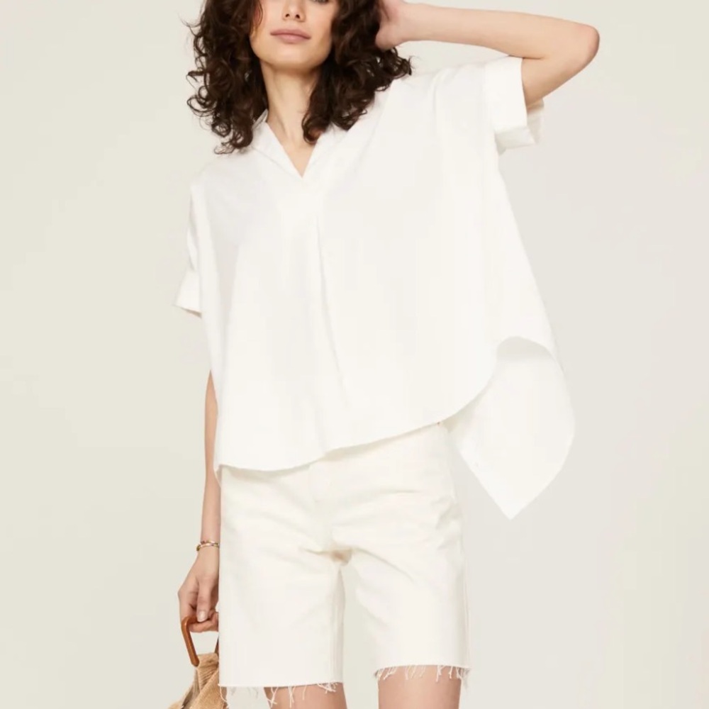 Madewell Courier Button Back White Blouse